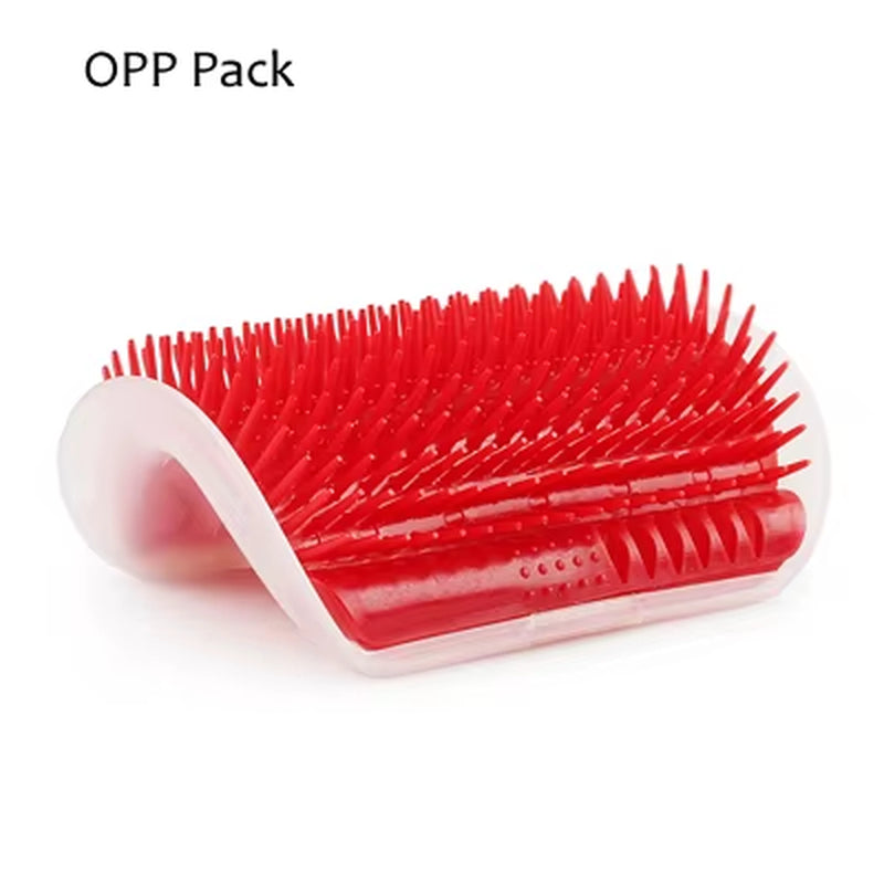 Corner Cat Grooming Brush and Massager with Scratch Bristles for Self-Grooming and Play