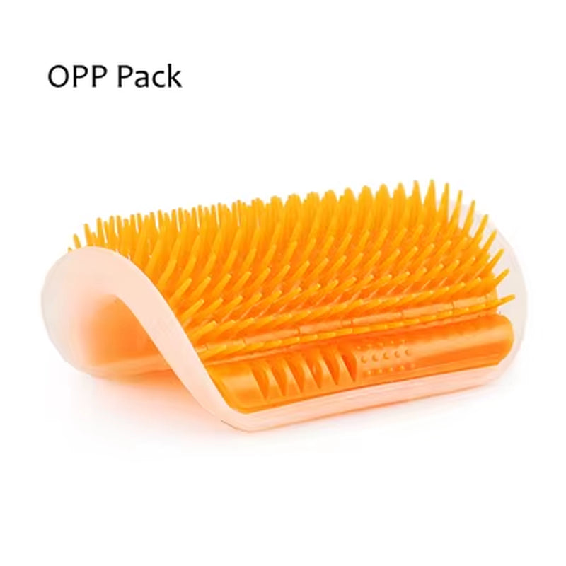 Corner Cat Grooming Brush and Massager with Scratch Bristles for Self-Grooming and Play