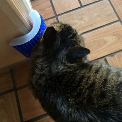 Corner Cat Grooming Brush and Massager with Scratch Bristles for Self-Grooming and Play