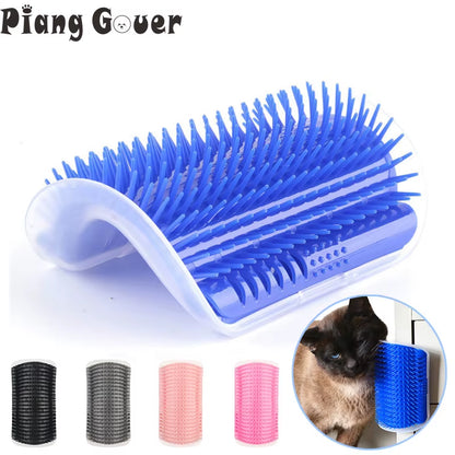 Corner Cat Grooming Brush and Massager with Scratch Bristles for Self-Grooming and Play