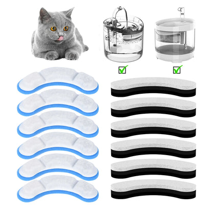 3/6/12PCS Cat Water Fountain Replacement Filter Elements Activated for Cats Pet Drinking Bowl Auto Feeder