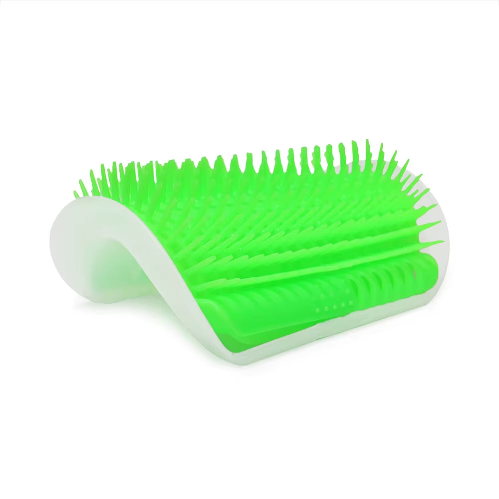 Corner Cat Grooming Brush and Massager with Scratch Bristles for Self-Grooming and Play