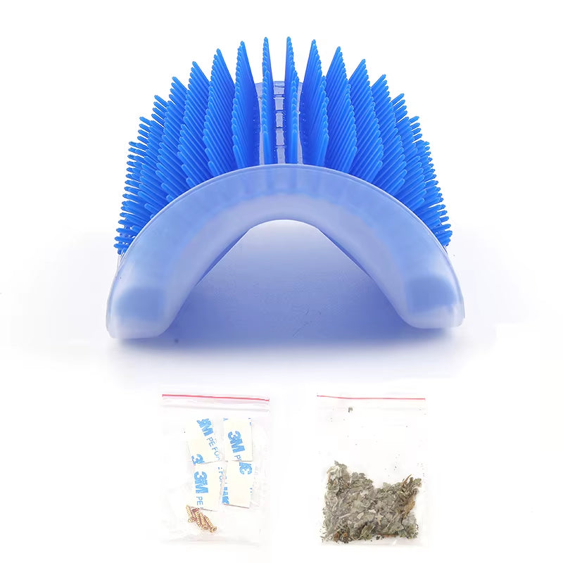 Corner Cat Grooming Brush and Massager with Scratch Bristles for Self-Grooming and Play
